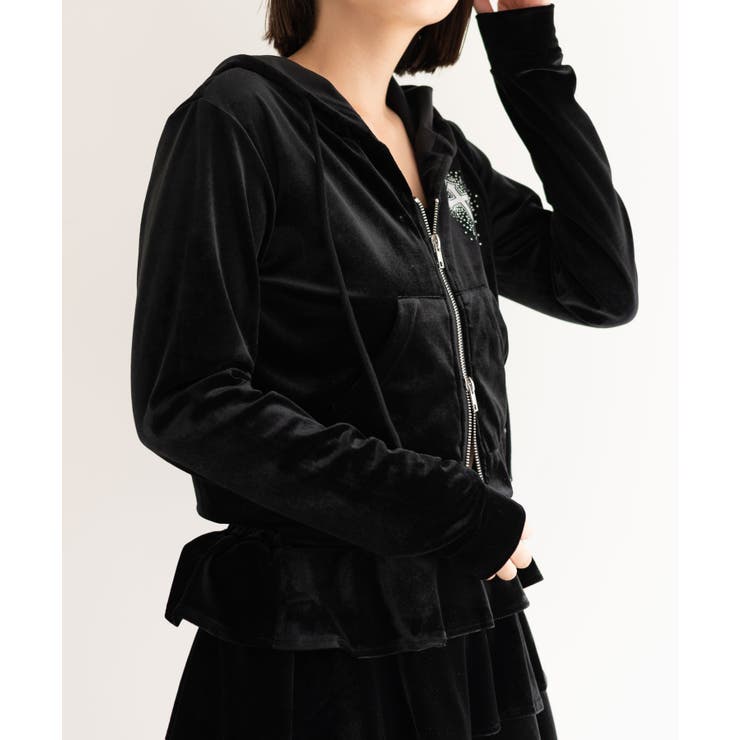 ベロア ジップファーパーカー ラインストーンベロアWZIPパーカー[品番：WG010092508]｜WEGO