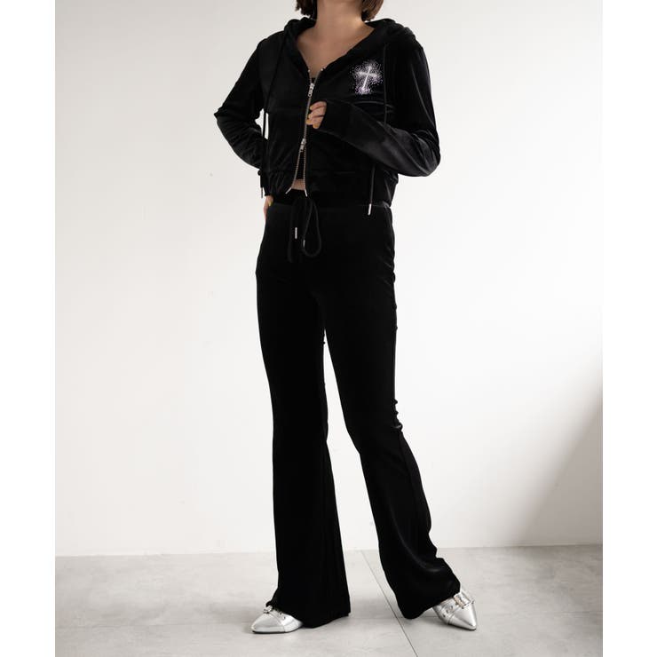 ラインストーンベロアWZIPパーカー[品番：WG010092508]｜WEGO【WOMEN