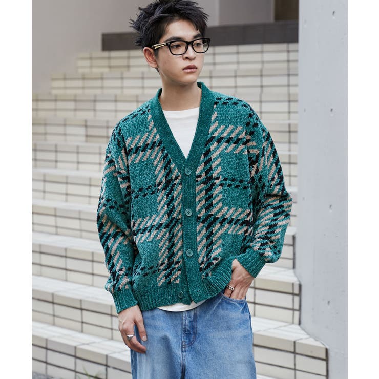 ベロアモールパターンカーディガン | WEGO【MEN】 | 詳細画像1 