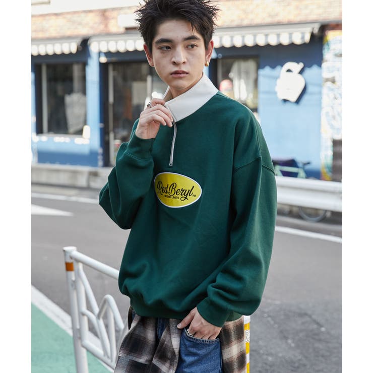 サークルロゴハーフジッププルオーバー | WEGO【MEN】 | 詳細画像1 