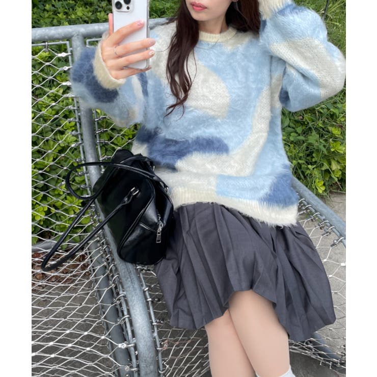 サックス | マーブルシャギーニットプルオーバー | WEGO【WOMEN】