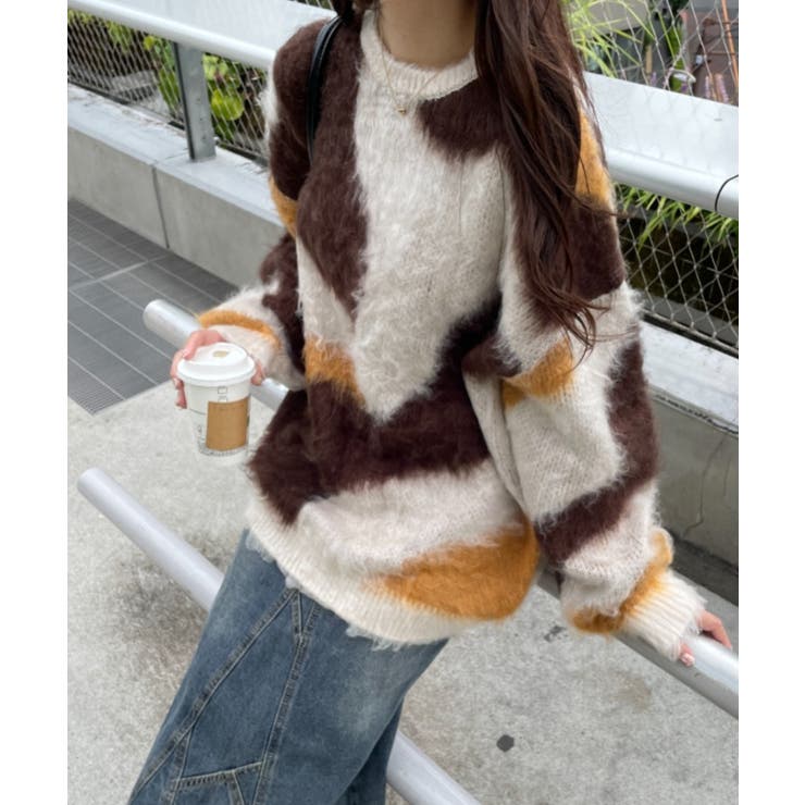ブラウン | マーブルシャギーニットプルオーバー | WEGO【WOMEN】