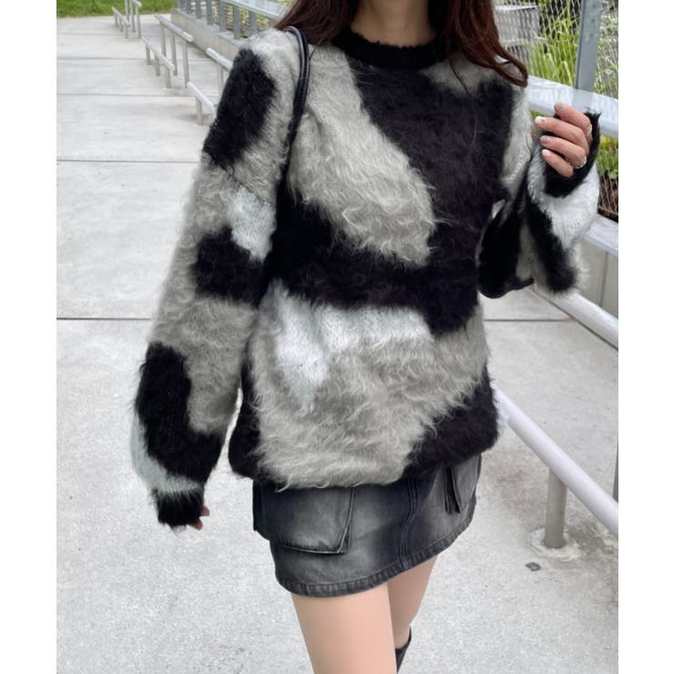 ブラック | マーブルシャギーニットプルオーバー | WEGO【WOMEN】