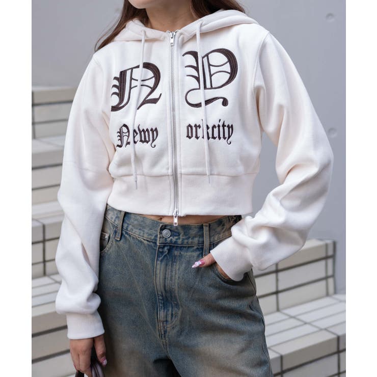 グラフィック裏起毛ショートZIPパーカー[品番：WG010092593]｜WEGO