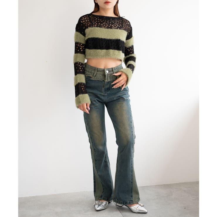 マテリアルスイッチボーダーニット | WEGO【WOMEN】 | 詳細画像3 