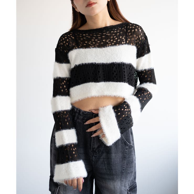 マテリアルスイッチボーダーニット | WEGO【WOMEN】 | 詳細画像4 