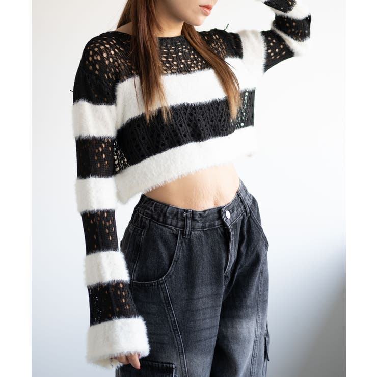 マテリアルスイッチボーダーニット | WEGO【WOMEN】 | 詳細画像5 