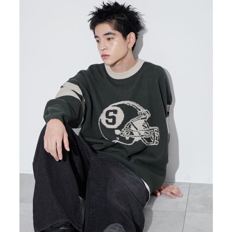 ジャガードスリーブラインプルオーバー | WEGO【MEN】 | 詳細画像1 