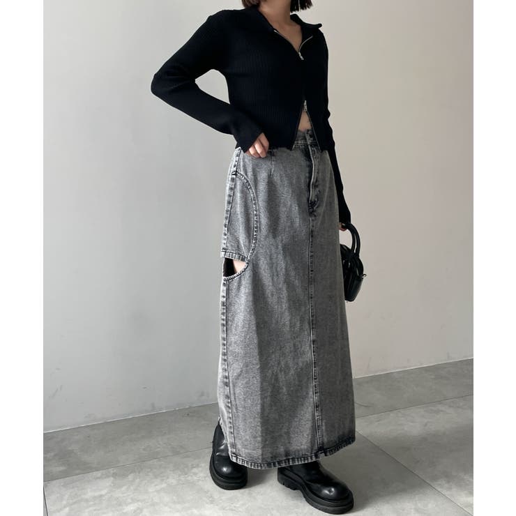 サークルカット レイヤード デニムスカート アイスブルー クラネサークルカットレイヤードデニムスカート2