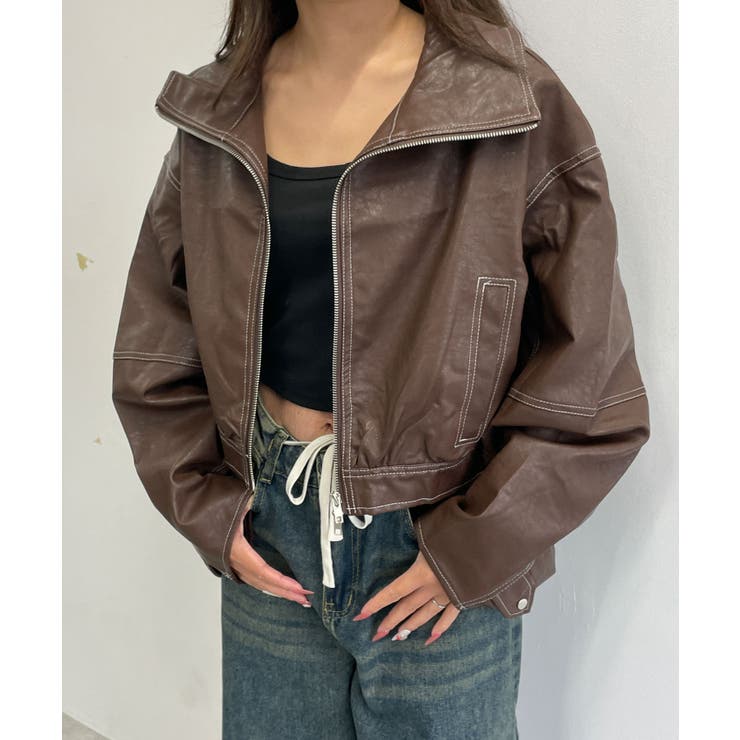 配色ステッチWZIPショートブルゾン | WEGO【WOMEN】 | 詳細画像1 