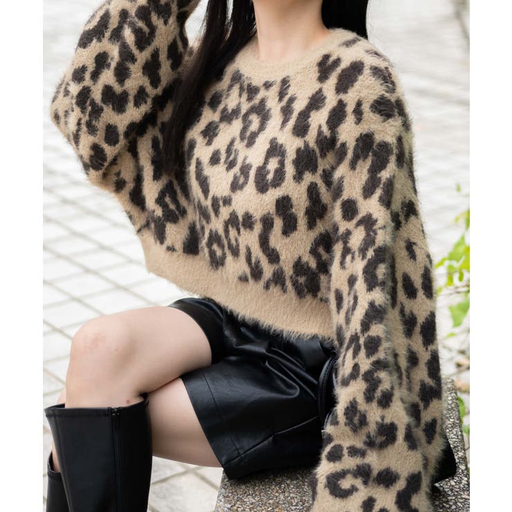 レオパードシャギーニットプルオーバー | WEGO【WOMEN】 | 詳細画像1 
