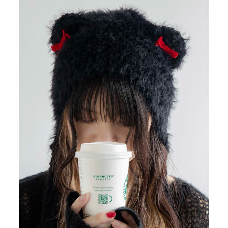 ブラック | ミニリボンクマミミニットキャップ | WEGO【MEN】