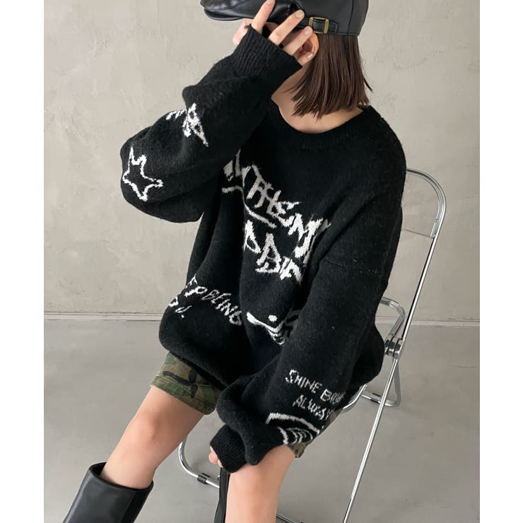 フラッフィーグラフィックBIGニットプルオーバー | WEGO【WOMEN】 | 詳細画像36 