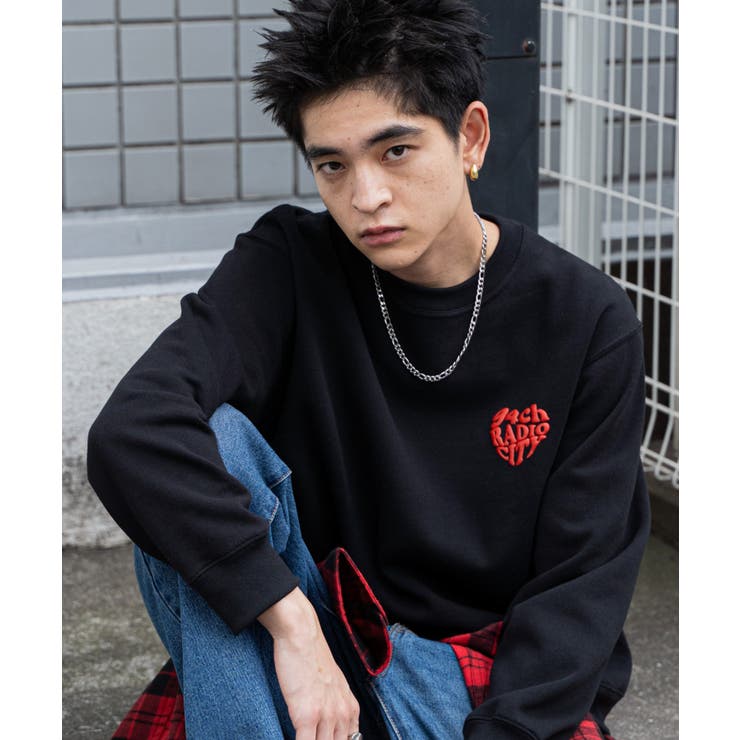 ブラック | リラックスフィットハートロゴプルオーバー | WEGO【MEN】