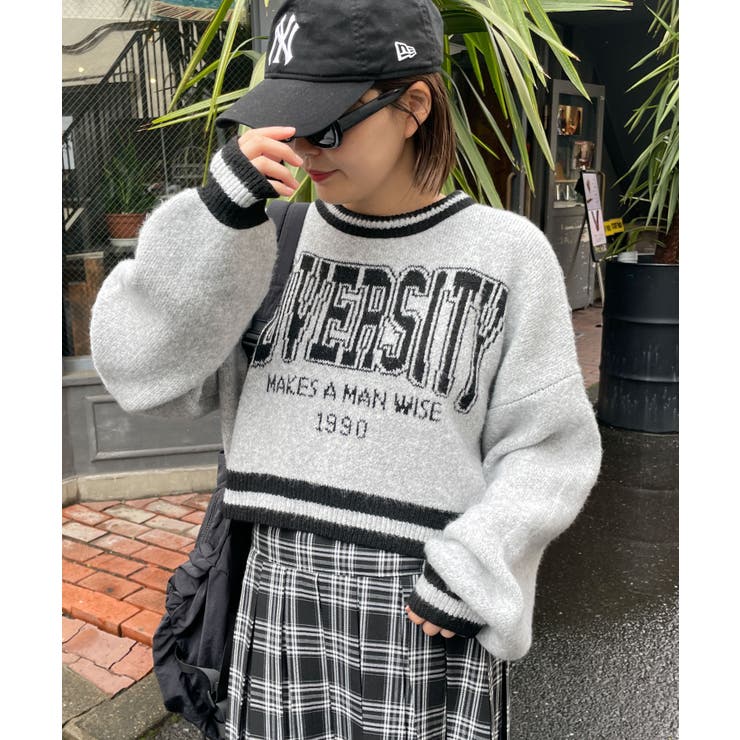 ライトグレー | ラインリブフラッフィーショートニット | WEGO【WOMEN】