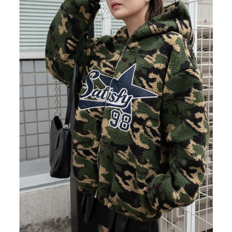 ★日本の職人技★ 迷彩ロゴボアパーカー[品番：WG010092875]｜WEGO【WOMEN トレーナー
