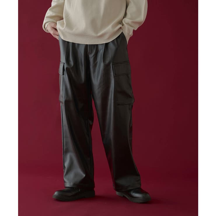 エコレザーカーゴスラックス | WEGO【MEN】 | 詳細画像1 
