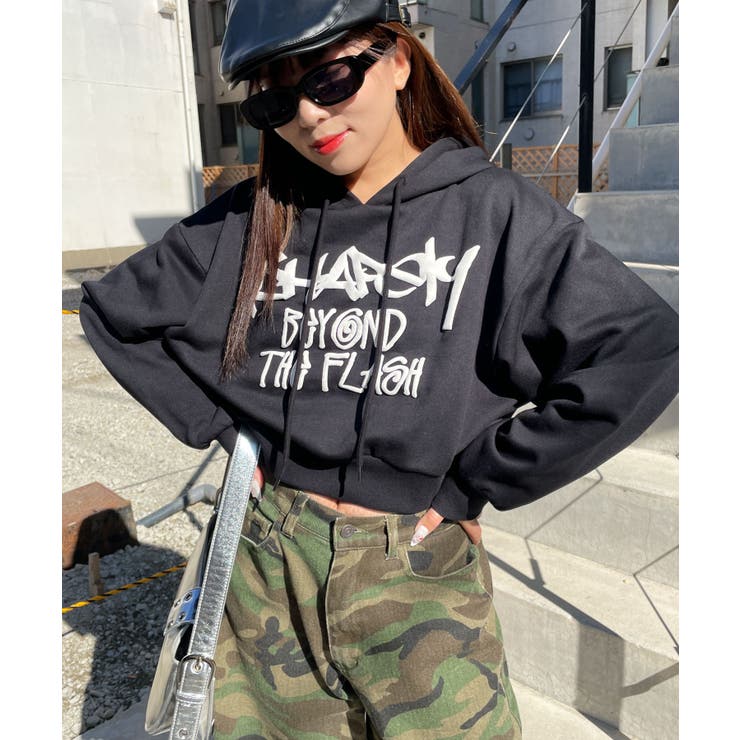 ブラック | ハンドライティングショートパーカー | WEGO【WOMEN】