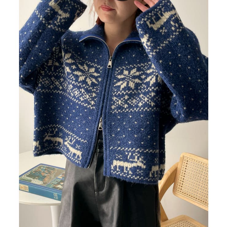 雪柄ZIPニット[品番：WG010092967]｜WEGO【WOMEN】（ウィゴー