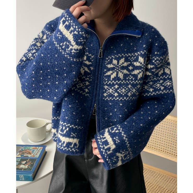 雪柄ZIPニット[品番：WG010092967]｜WEGO【WOMEN】（ウィゴー