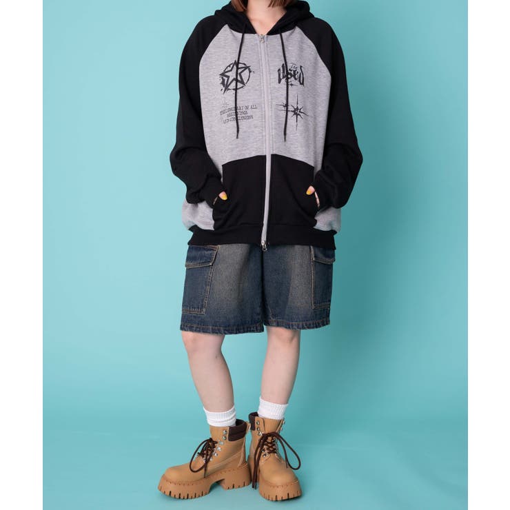 グラフィックラグランZIPパーカー | WEGO【WOMEN】 | 詳細画像3 