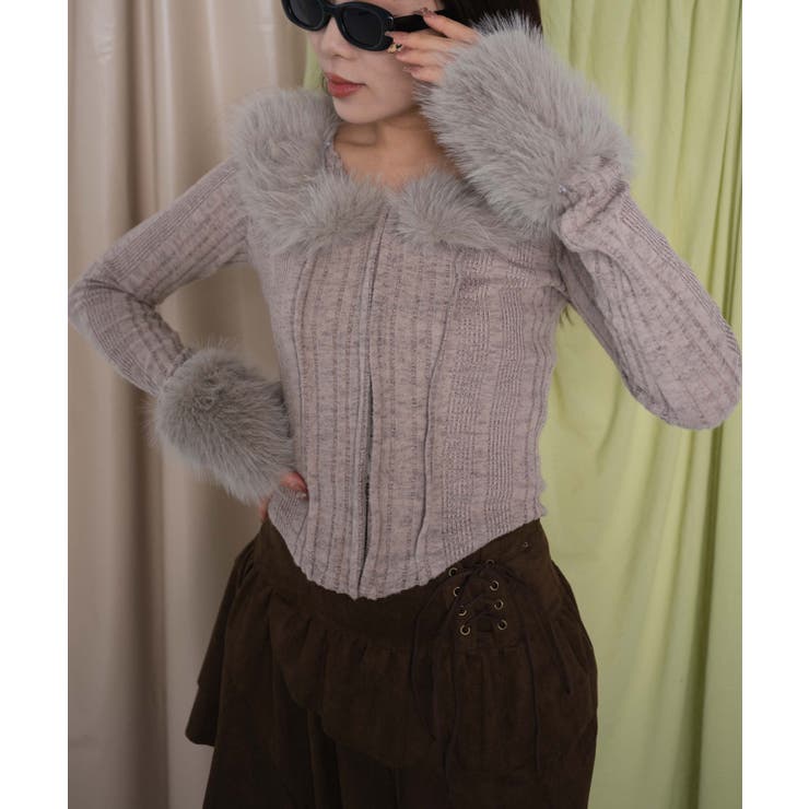 フロントフックFファーカーデ | WEGO【WOMEN】 | 詳細画像3 