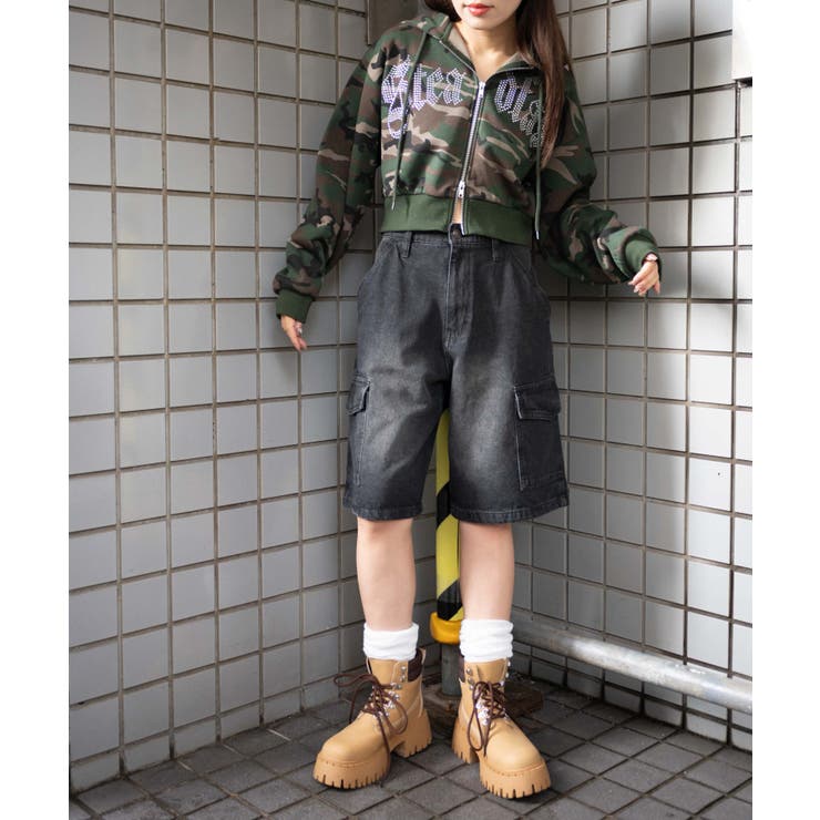 ヴィンテージウォッシュカーゴハーフパンツ[品番：WG010093006