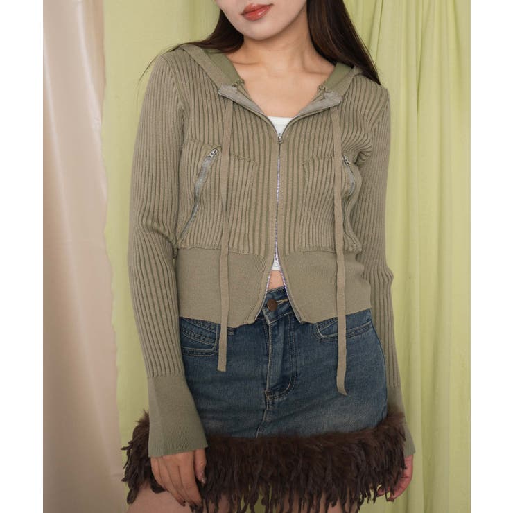 Wジップクロップドリブパーカー | WEGO【WOMEN】 | 詳細画像3 