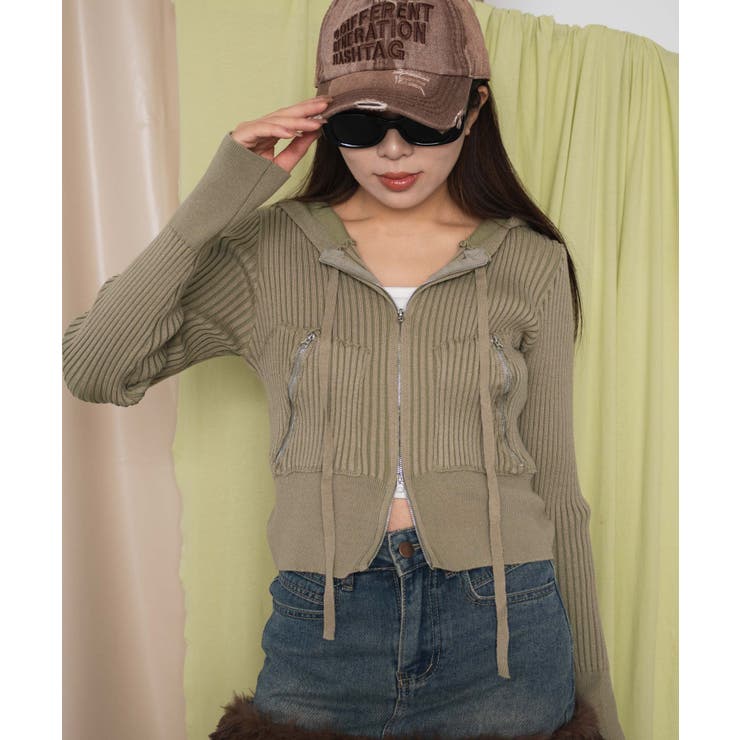 Wジップクロップドリブパーカー | WEGO【WOMEN】 | 詳細画像4 