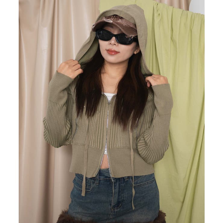 Wジップクロップドリブパーカー | WEGO【WOMEN】 | 詳細画像5 