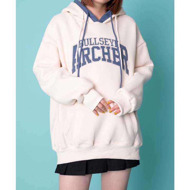 ホワイトアイボリー | ダブルフードロゴビッグパーカー | WEGO【WOMEN】