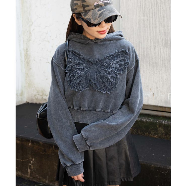 ヴィンテージウォッシュバタフライショートパーカー | WEGO【WOMEN】 | 詳細画像11 