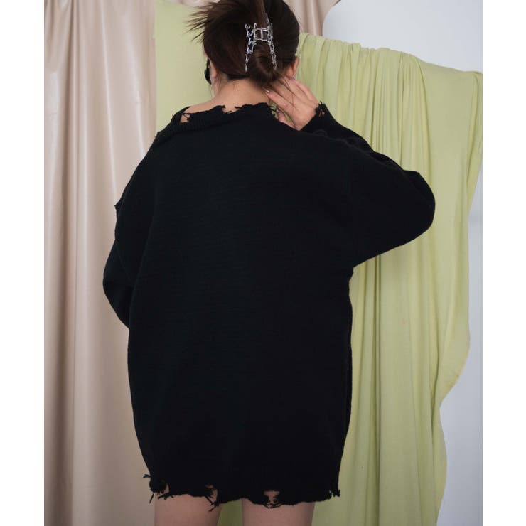 バタフライダメージワンショルダーニット[品番：WG010093025]｜WEGO