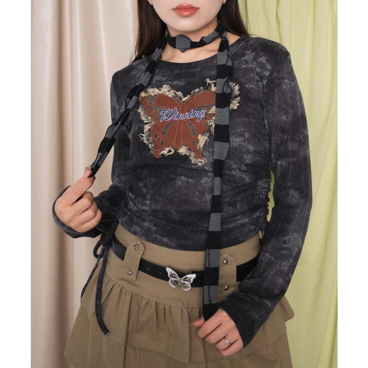 スミクロ | サイドギャザーバタフライトップス | WEGO【WOMEN】