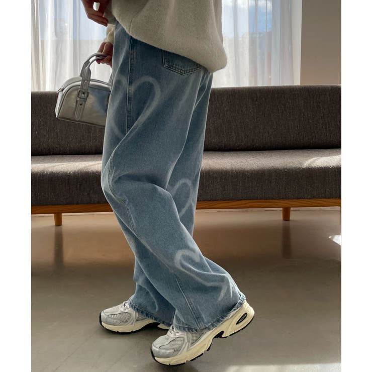 スプレーペイントストレートデニムパンツ[品番：WG010093038]｜WEGO 