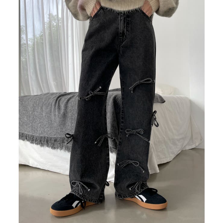 ❤️お買得品❤️Ciaopanic ウエストリボンストレートデニムパンツ 長けりゃ