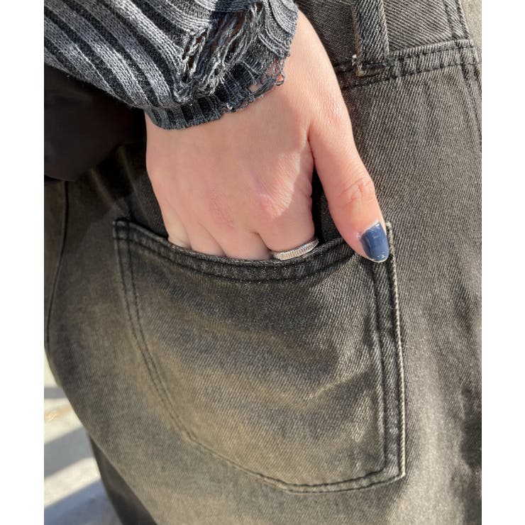 ラインストーンストレートデニムパンツ[品番:WG010093040 ラインストーンストレートデニムパンツ[品番:WG010093040