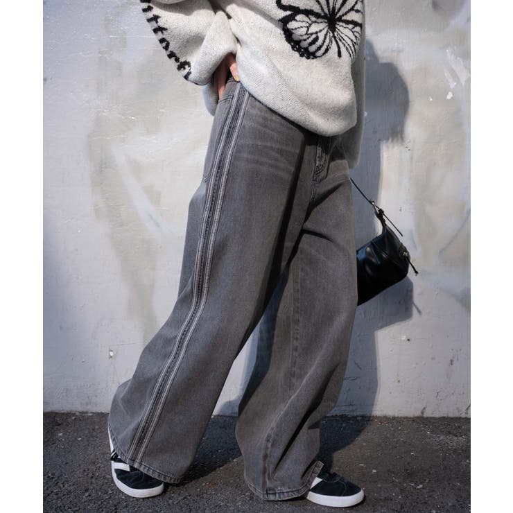 サイドラインワイドデニムパンツ[品番：WG010093086]｜WEGO
