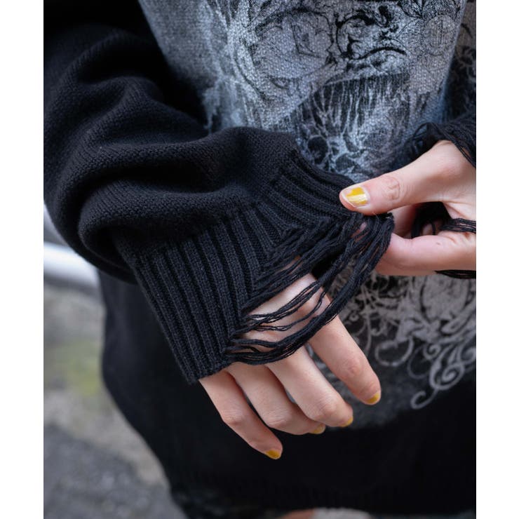 クラッシュBIGプリントニットプルオーバー | WEGO【WOMEN】 | 詳細画像4 