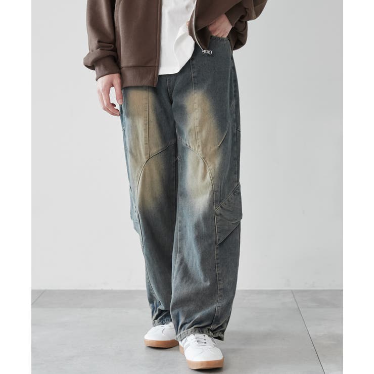 カーゴ デニムパンツ S〜2XL ウォッシュド Chick カーゴパンツ Vintage Washed Denim Cargo / ウォッシュ