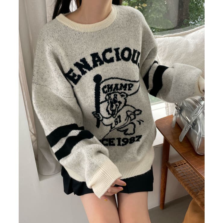 柄2 | ファニーグラフィックフラッフィーニットプルオーバー | WEGO【WOMEN】