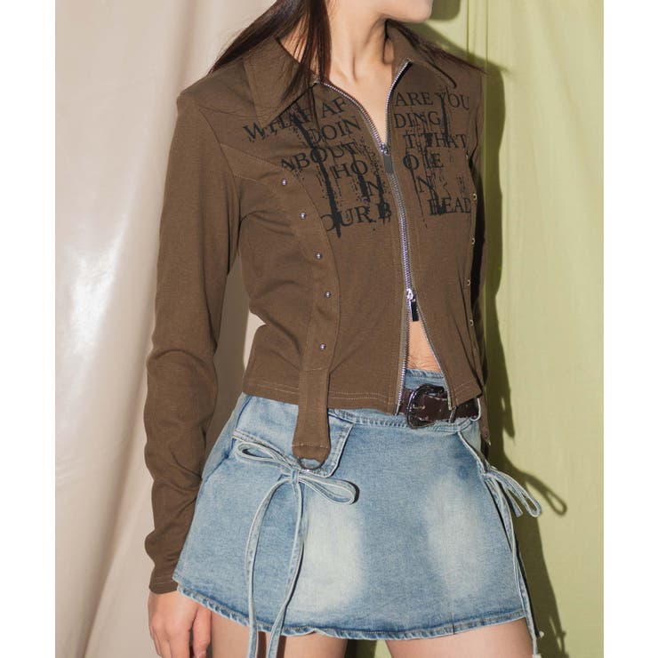 Wジップスタッズクロップドトップス[品番：WG010093161]｜WEGO