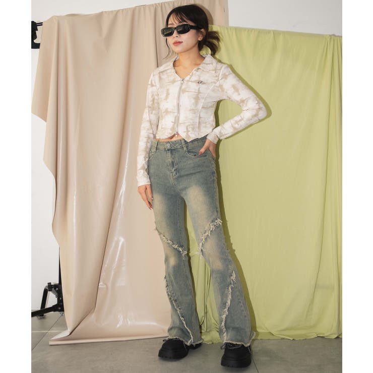 ブーツカットフリンジデニム[品番：WG010093163]｜WEGO【WOMEN