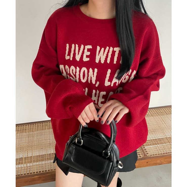 レッド | グラフィックBIGニットプルオーバー | WEGO【WOMEN】