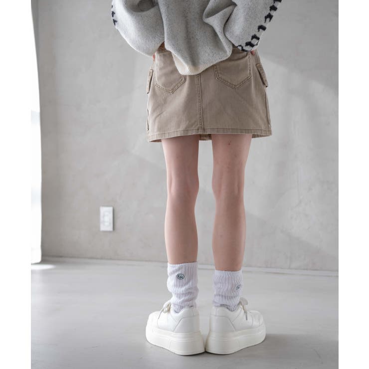 日本未入荷 CHUU★ヴィンテージウォッシュデニムスカート ヴィンテージウォッシュカーゴミニスカート[品番:WG010093216