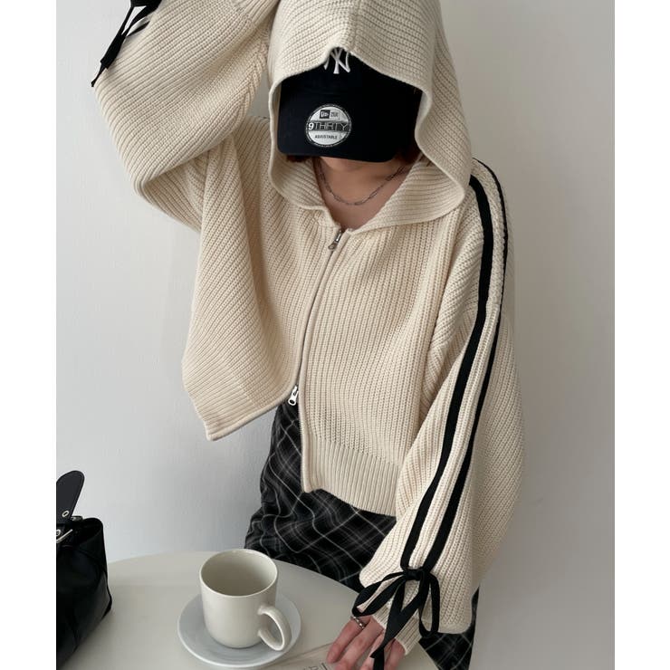 カシミア100% ダブルジップ ニット パーカー アイボリー サイズ1 カシミア100% ダブルジップ ニット パーカー アイボリー サイズ1 日本