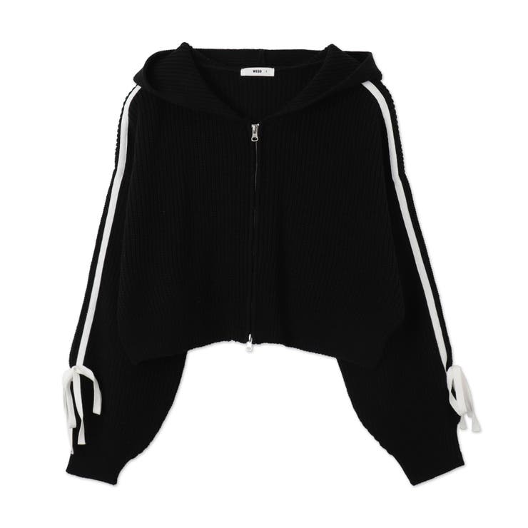 ラインリボンダブルジップニットパーカー[品番：WG010093248]｜WEGO 