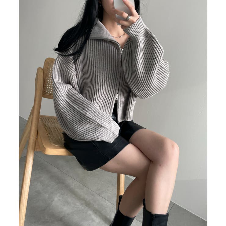 ダブルジップショートニットブルゾン[品番：WG010093249]｜WEGO