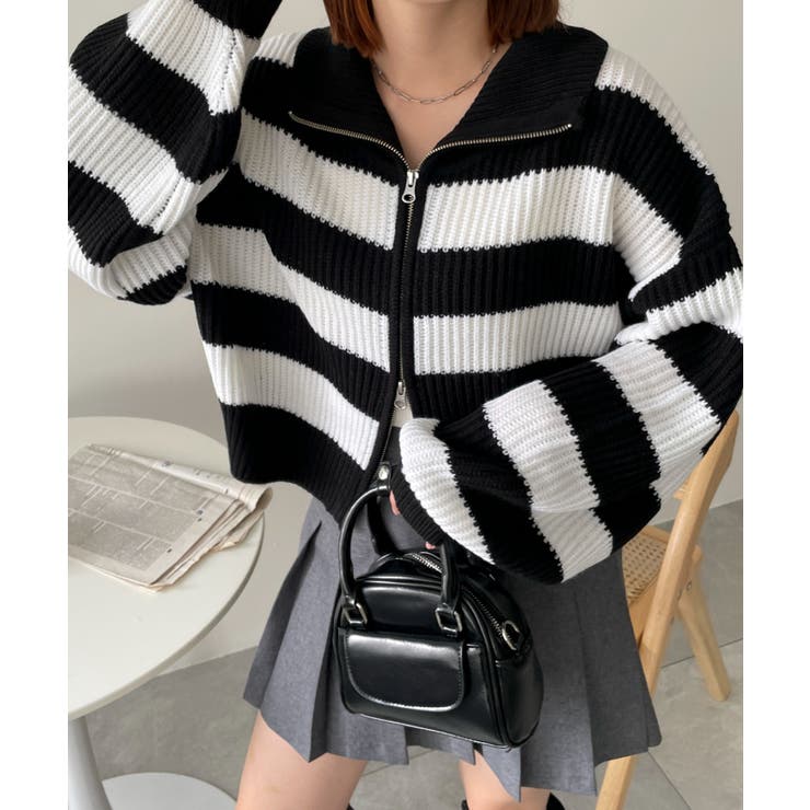ダブルジップショートニットブルゾン[品番：WG010093249]｜WEGO