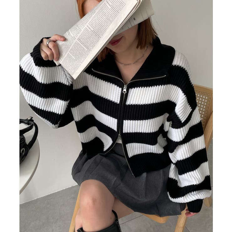 ダブルジップショートニットブルゾン[品番：WG010093249]｜WEGO
